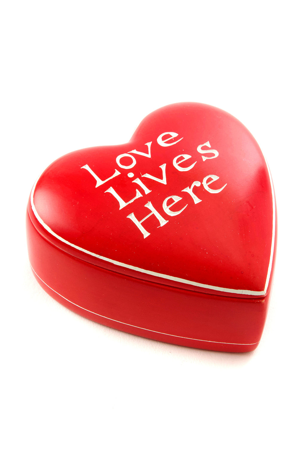 Red <i>Love Lives Here</i> Soapstone Heart Box Default Title