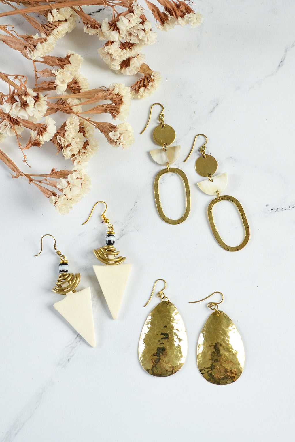 Kenyan Hammered Brass Limelight Earrings