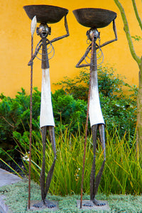 Kenyan Cow Horn Warrior Bowl Sculptures