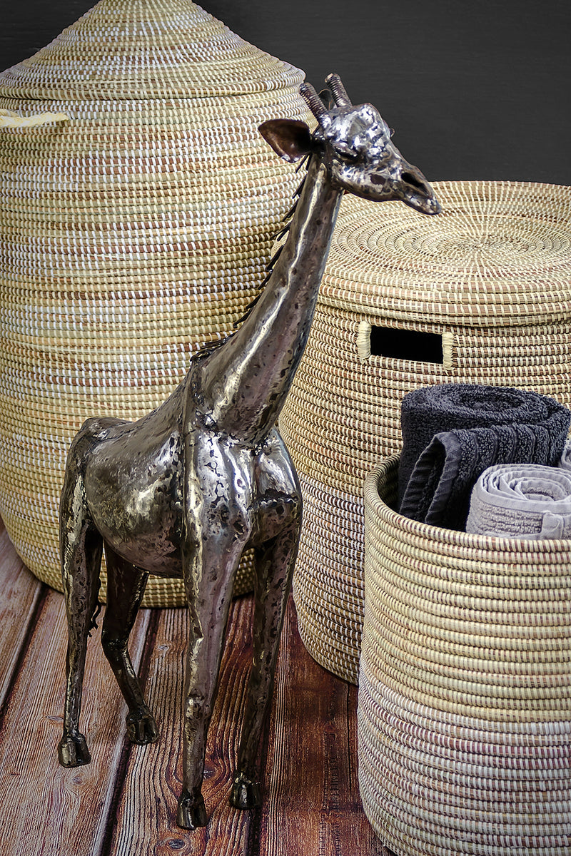 Kenyan Recycled Metal Giraffe Sculpture