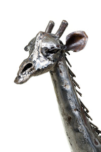Kenyan Recycled Metal Giraffe Sculpture