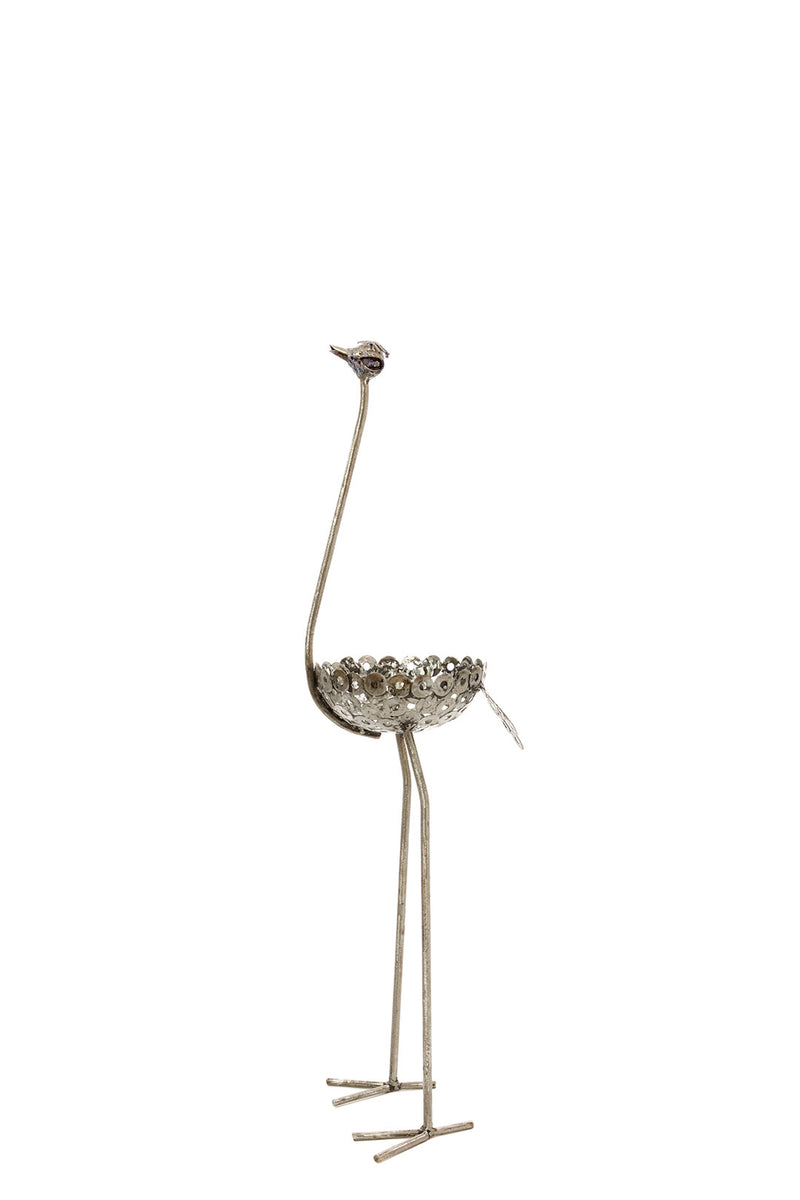 Tall Recycled Metal Ostrich Planters