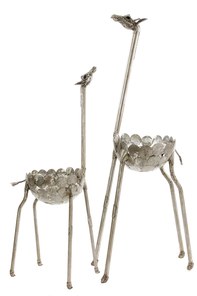 Kenyan Recycled Metal Giraffe Plant Holders