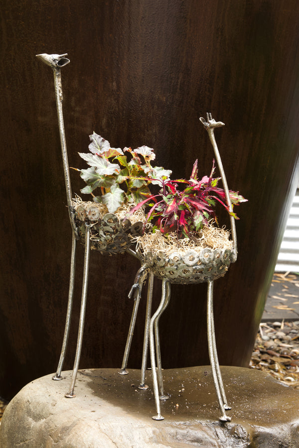 Tabletop Recycled Metal Giraffe Planters