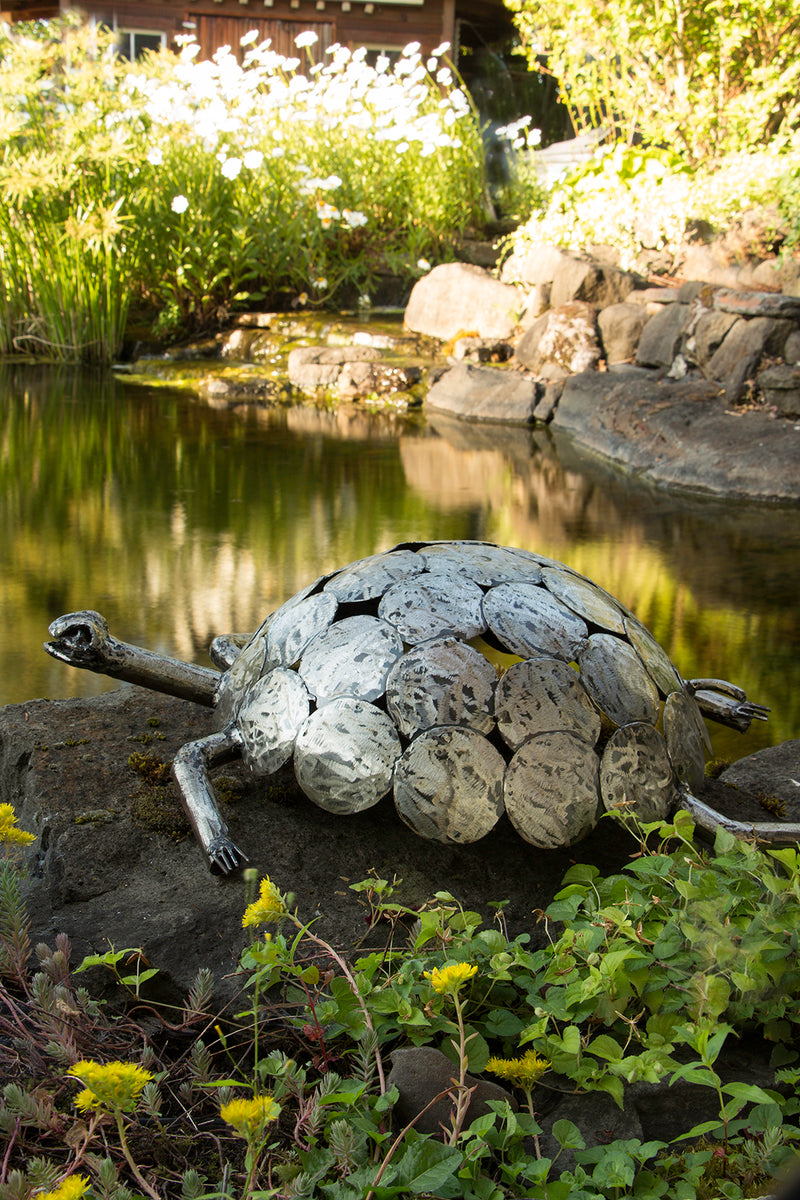 Medium Recycled Metal Tortoise Sculpture