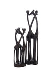 Kenyan Jacaranda Triple Giraffe Sculptures