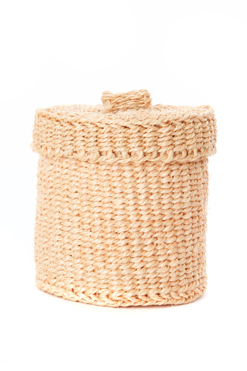 Blush Sisal Lidded Container Basket