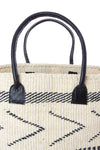 White Sisal Empress Bag with Black Leather Handles