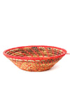 Red Raffia & Natural Banana Leaf Sata Basket
