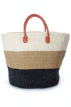 Ivory, Sand & Onyx Strata Tote with Leather Handles