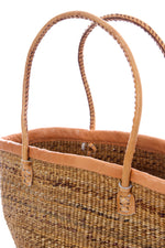 Kenyan Banana Fiber and Leather Tote Bag