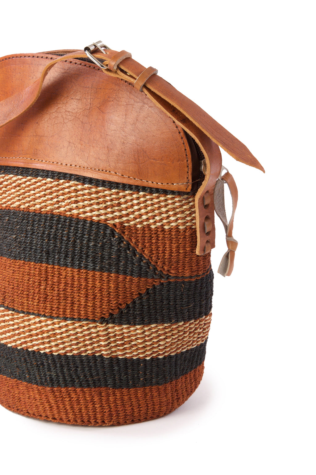 Assorted Finely Woven Sisal Handbag with Leather Top