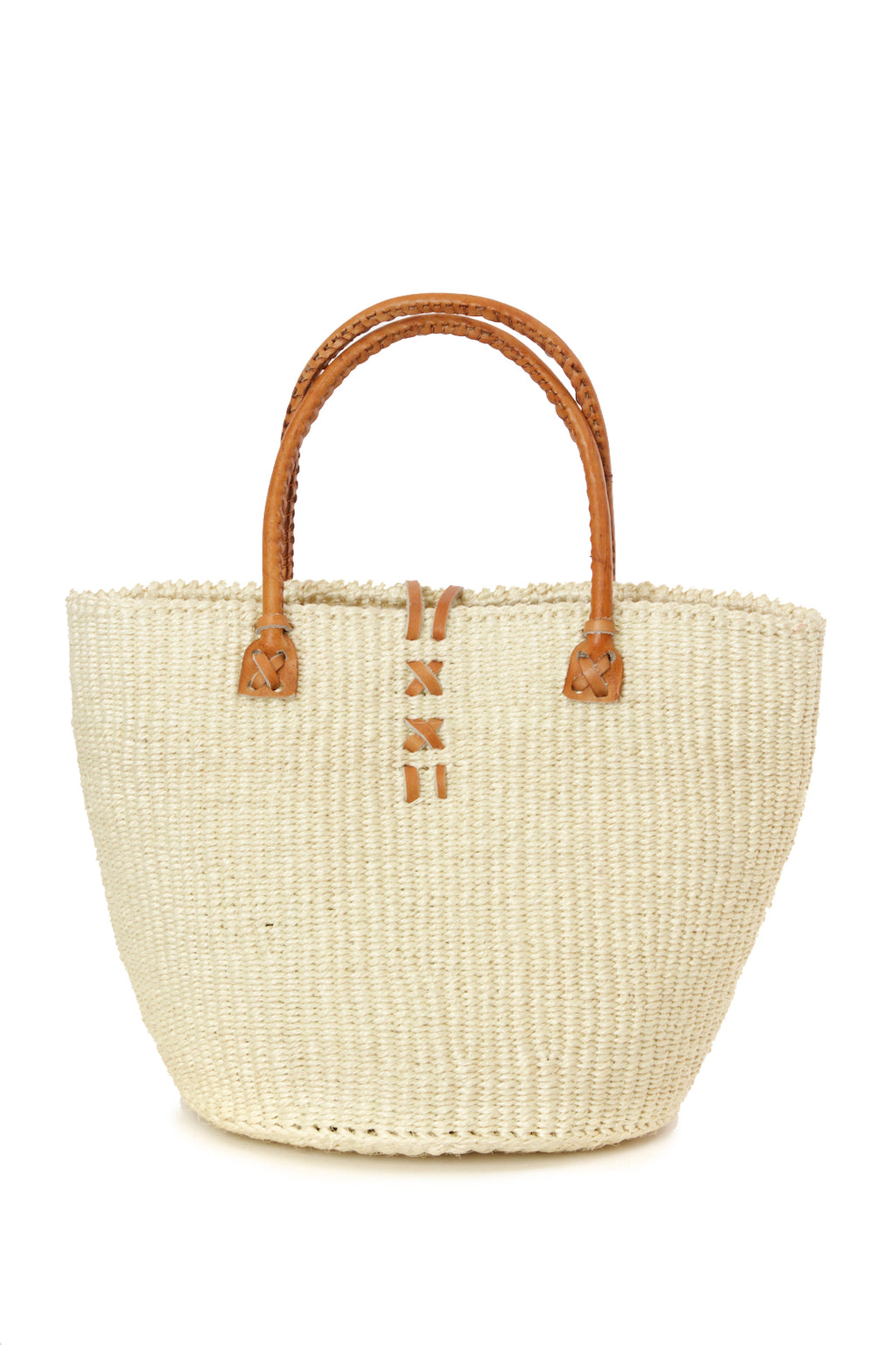 Classic Natural Sisal Handbag with Leather Handles