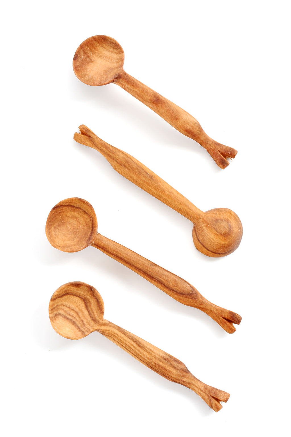 Set of 4 Tiny Wild Olive Wood Branch Spoons Default Title