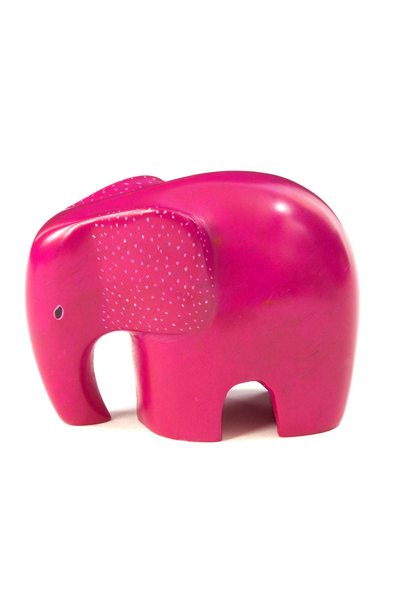 Pink Bashful Elephant Soapstone Sculpture Default Title