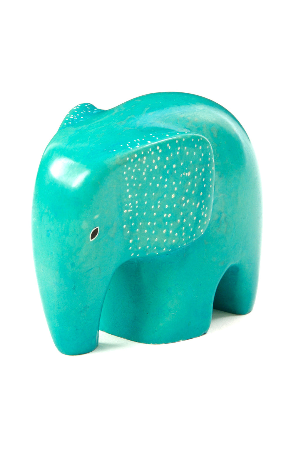 Aqua Bashful Elephant Soapstone Sculpture Default Title