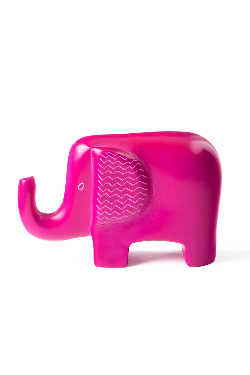 Pink Bashful Zig-Zag Elephant Soapstone Sculptures RM39A  Small Elephant