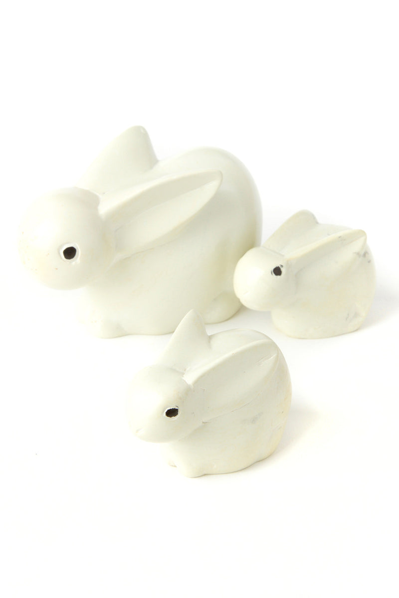 Set of Two Natural Soapstone Baby Bunny Rabbits Default Title