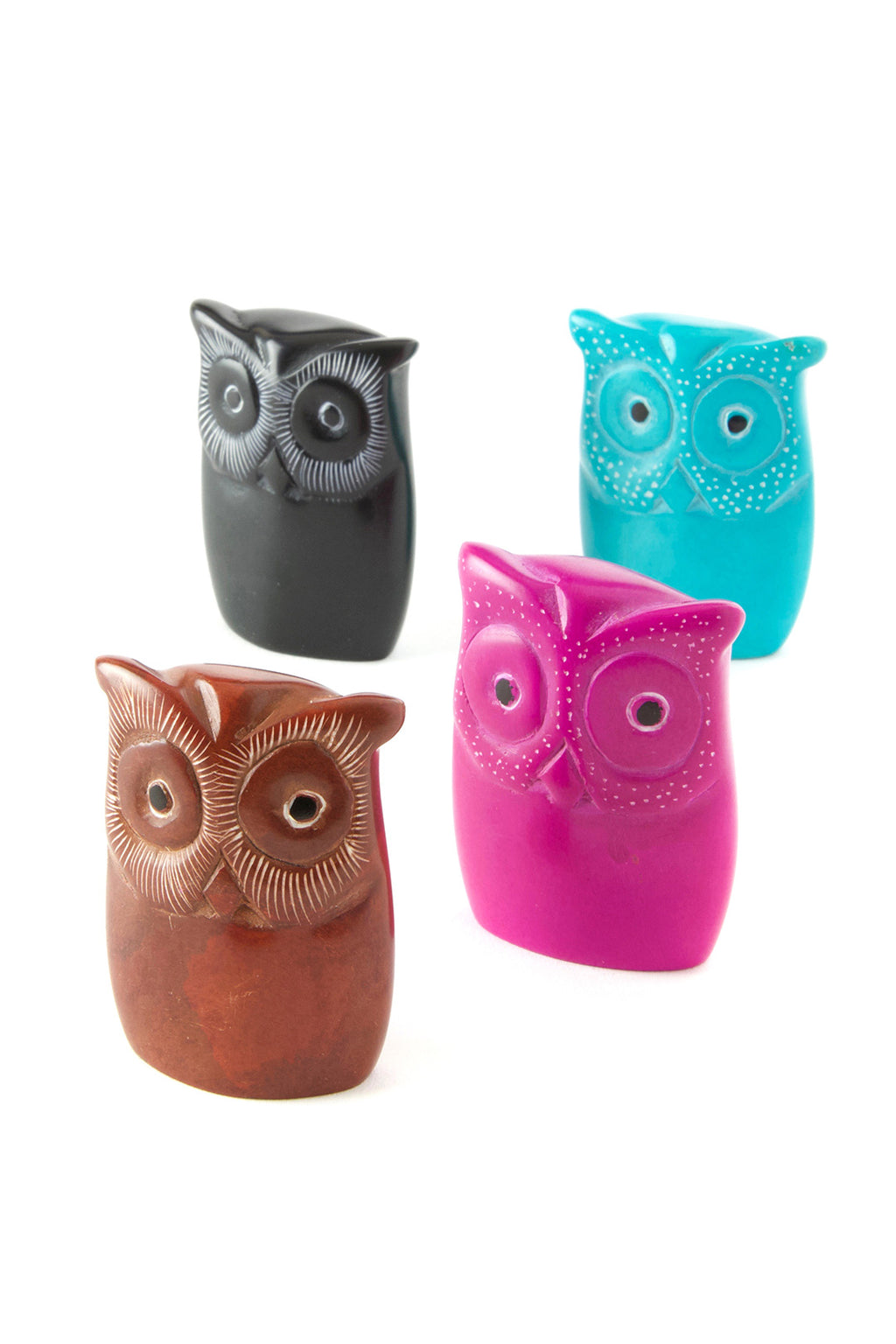 Set of Four Miniature Soapstone Wise Owls Default Title