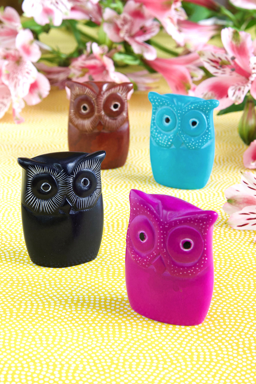 Set of Four Miniature Soapstone Wise Owls Default Title