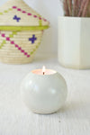 Set of 2 Natural Soapstone Globe Tea Light Candle Holders