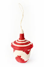 Red and Natural Rwandan Giving Basket Ornament