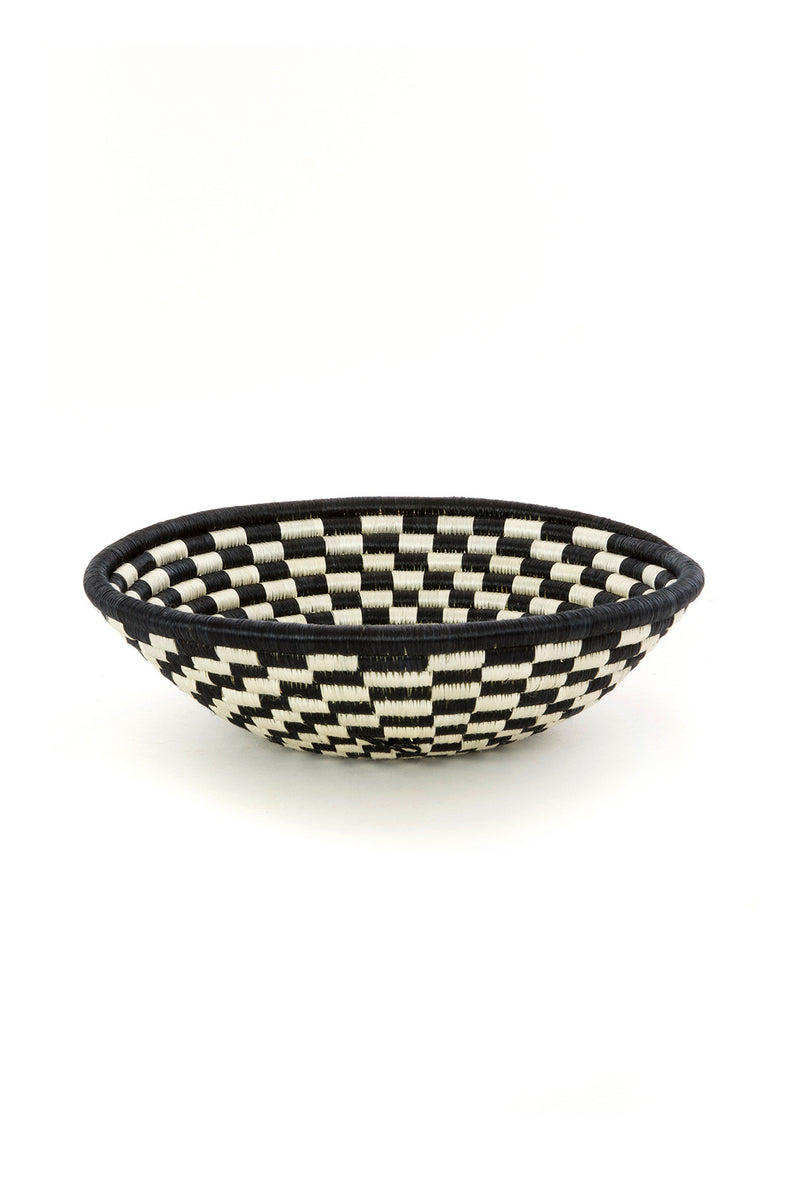 Small Rwandan Sisal Checkered Basket