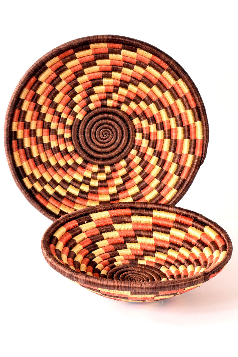 Large Rwandan Sisal Fall Leaves Basket