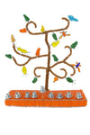 African Tree of Life Beaded Hanukkah Menorah with Orange Base