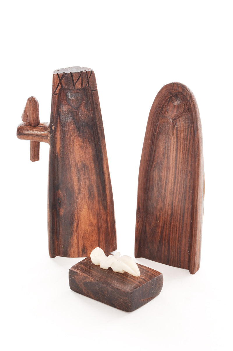 Small Three-Piece Mozambican Sandalwood Nativity