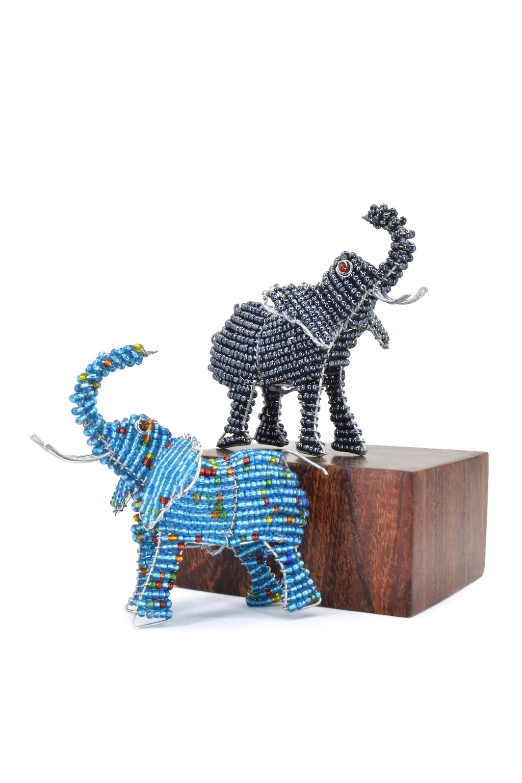 Patmore's Aqua Blue Beaded Elephant Sculpture