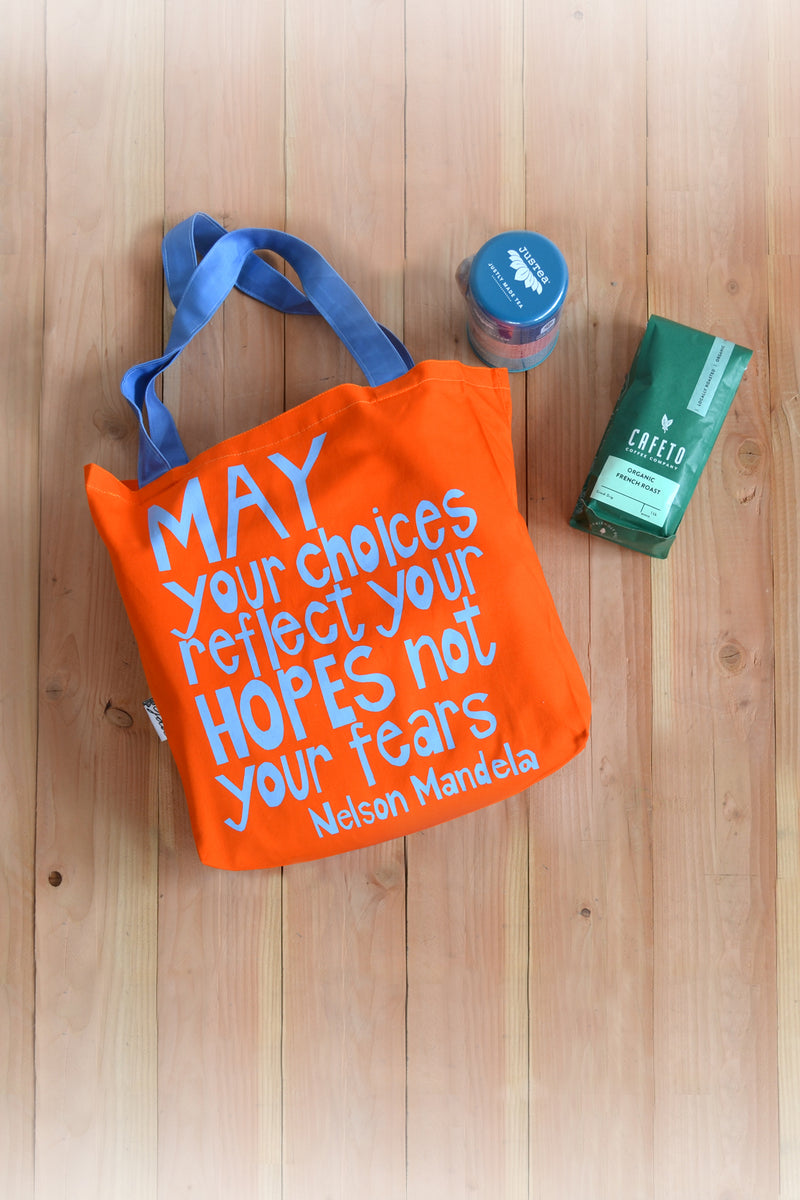 Orange <i>Reflect Your Hopes</i> Mandela Tote Bag