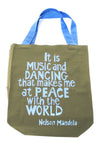 Olive <i>Music and Dancing</i> Mandela Tote Bag