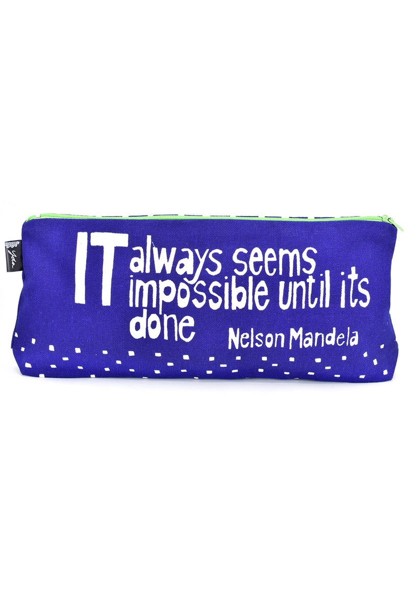 Blue <i>Impossible Until Done</i> 12" Mandela Pouch