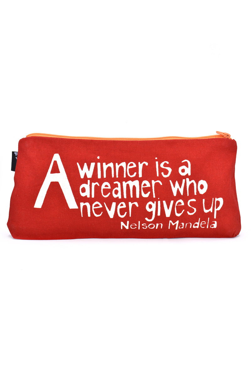 Red <i>A Winner is a Dreamer</i> 12" Mandela Pouch