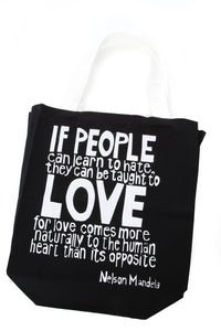 Black <i>Love Comes More Naturally</i> Mandela Tote Bag