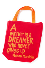 Red <i> A Winner is a Dreamer </i> Mandela Tote Bag