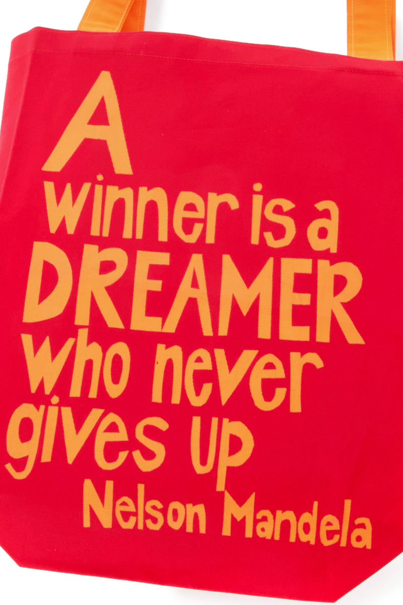 Red <i> A Winner is a Dreamer </i> Mandela Tote Bag
