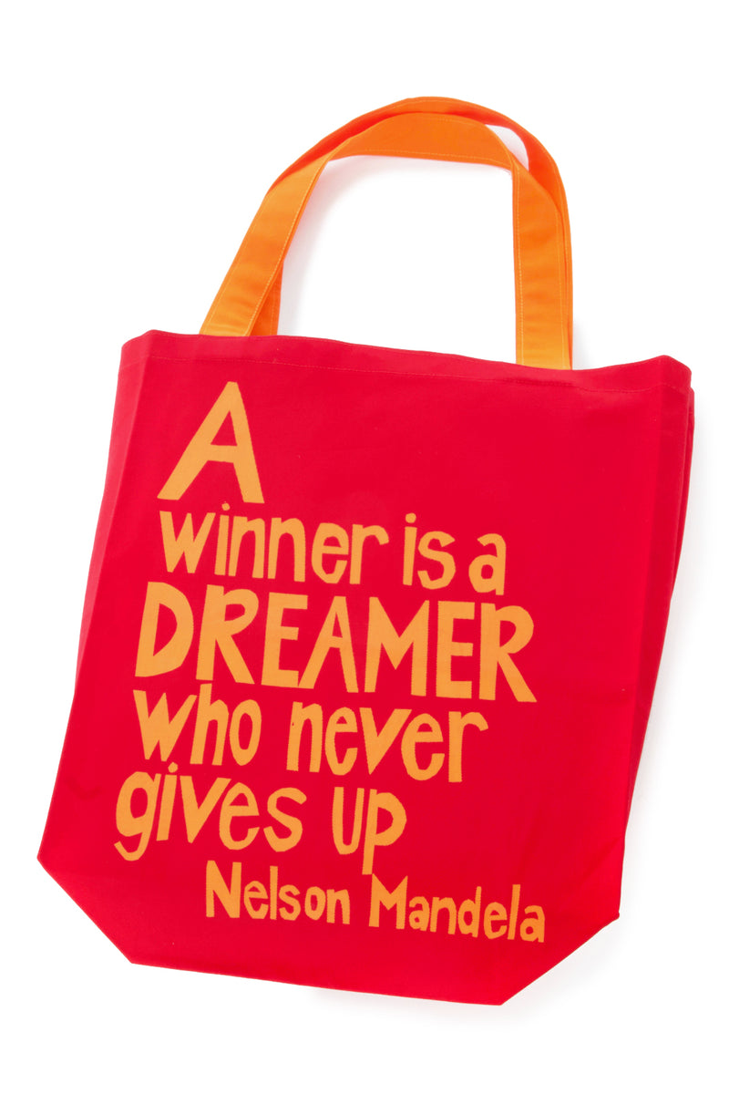 Red <i> A Winner is a Dreamer </i> Mandela Tote Bag