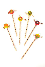 Assorted Sun Design Spin Drum Pencils with Burned Handles