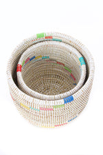 Set of Two Striped White Floral Baskets Default Title