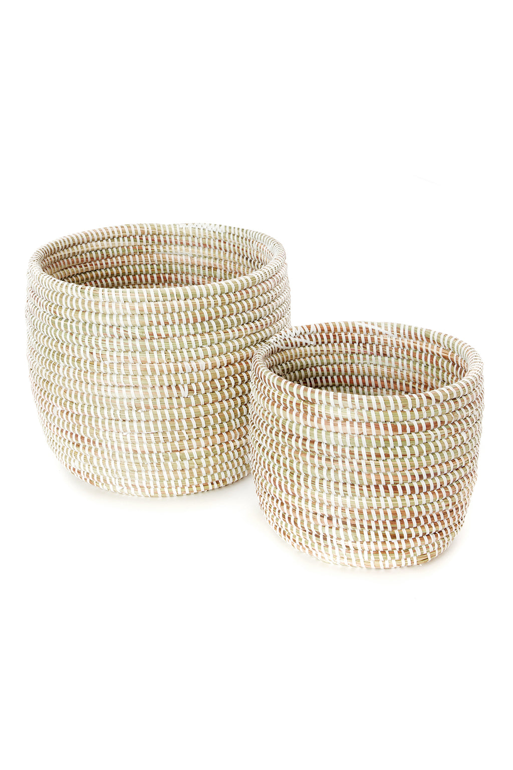 Set of Two Solid White Floral Baskets Default Title