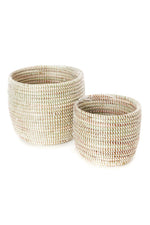 Set of Two Solid White Floral Baskets Default Title