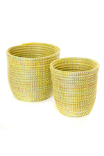 Set of Two Solid Yellow Floral Baskets