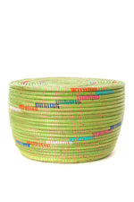 Green Flat Top Storage Basket with Rainbow Spiral