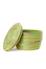 Green Flat Top Storage Basket with Rainbow Spiral Default Title