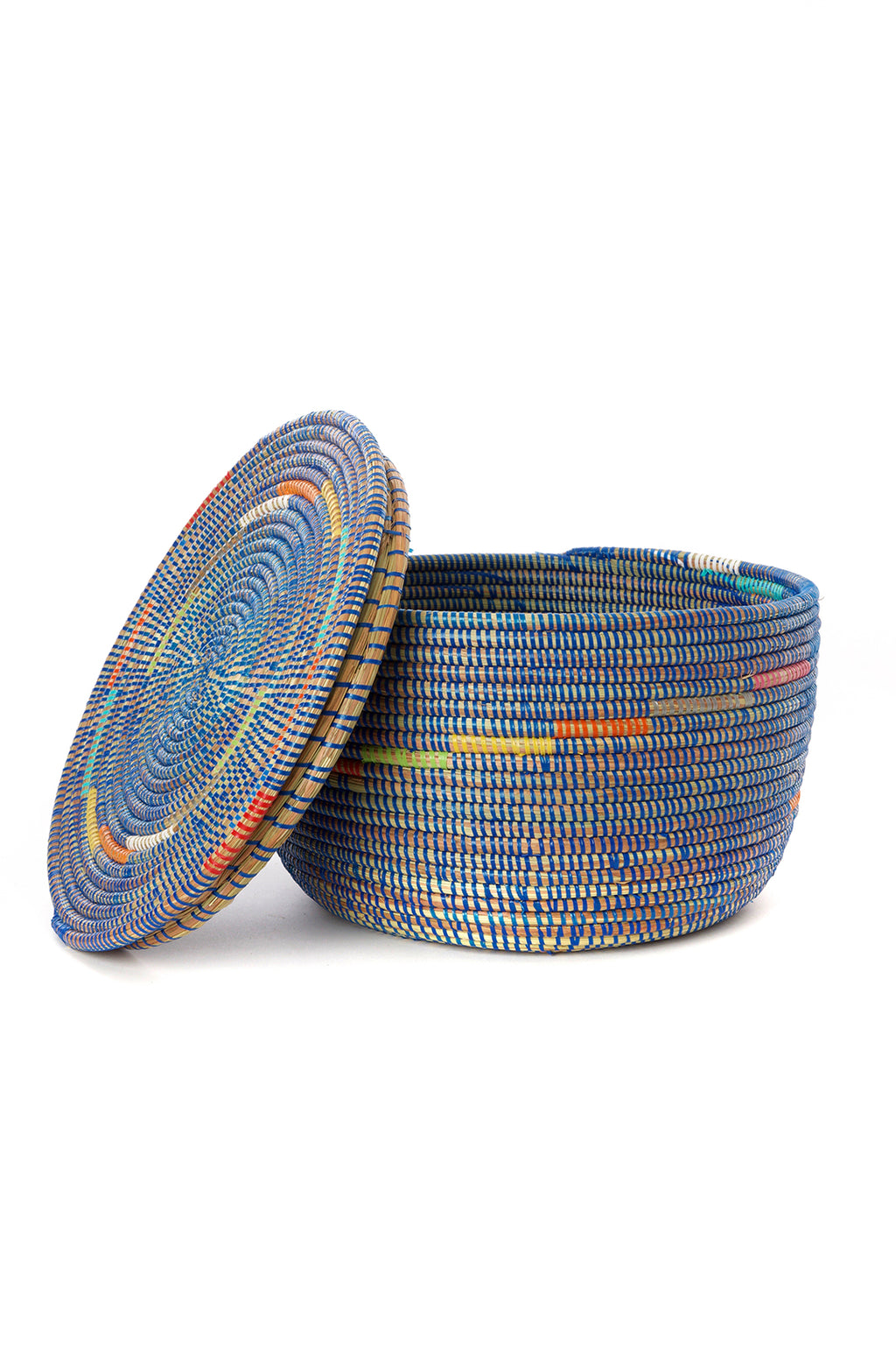 Blue Flat Top Storage Basket with Colorful Spiral Default Title
