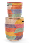 Set of Two Rainbow Herringbone Sahara Hamper Baskets