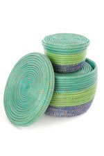 Set of Three Aqua, Blue and Green Nesting Storage Baskets