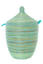 Seaside Stripes Large Laundry Hamper Basket Default Title